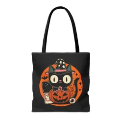 Kitty Halloween Black Tote Bag