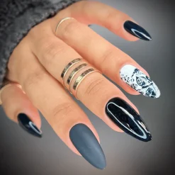 Kraken (B482) - Cream Dark Navy Blue Stamping Polish