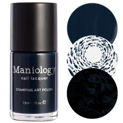 Kraken (B482) - Cream Dark Navy Blue Stamping Polish