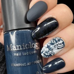 Kraken (B482) - Cream Dark Navy Blue Stamping Polish