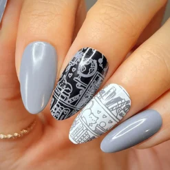 Literary Classic (B502) - Cream Gray Stamping Polish