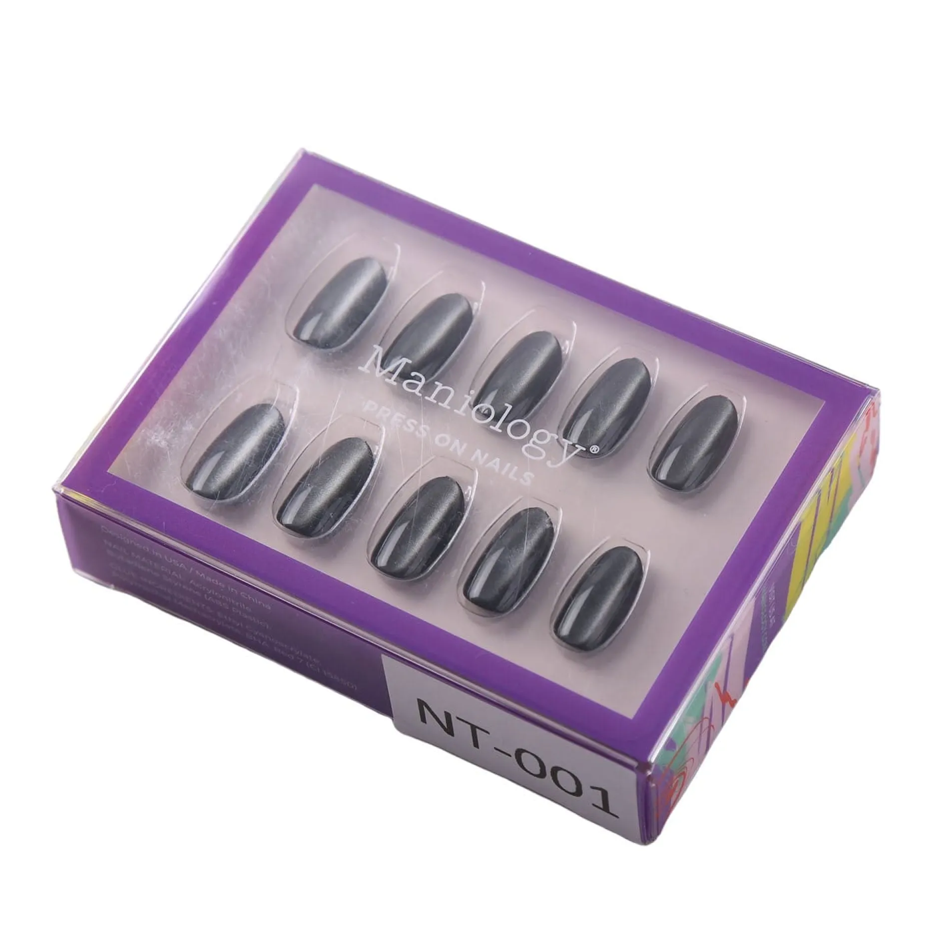 Magnetic Metal Press On Nails - Short Round