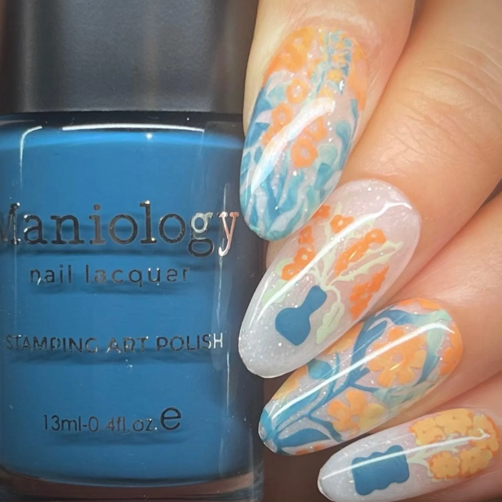 Midnight Maija (B542) - Cream Blue Stamping Polish
