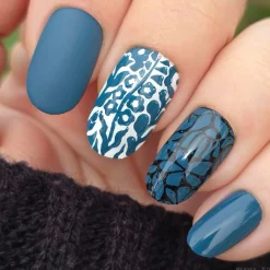 Midnight Maija (B542) - Cream Blue Stamping Polish