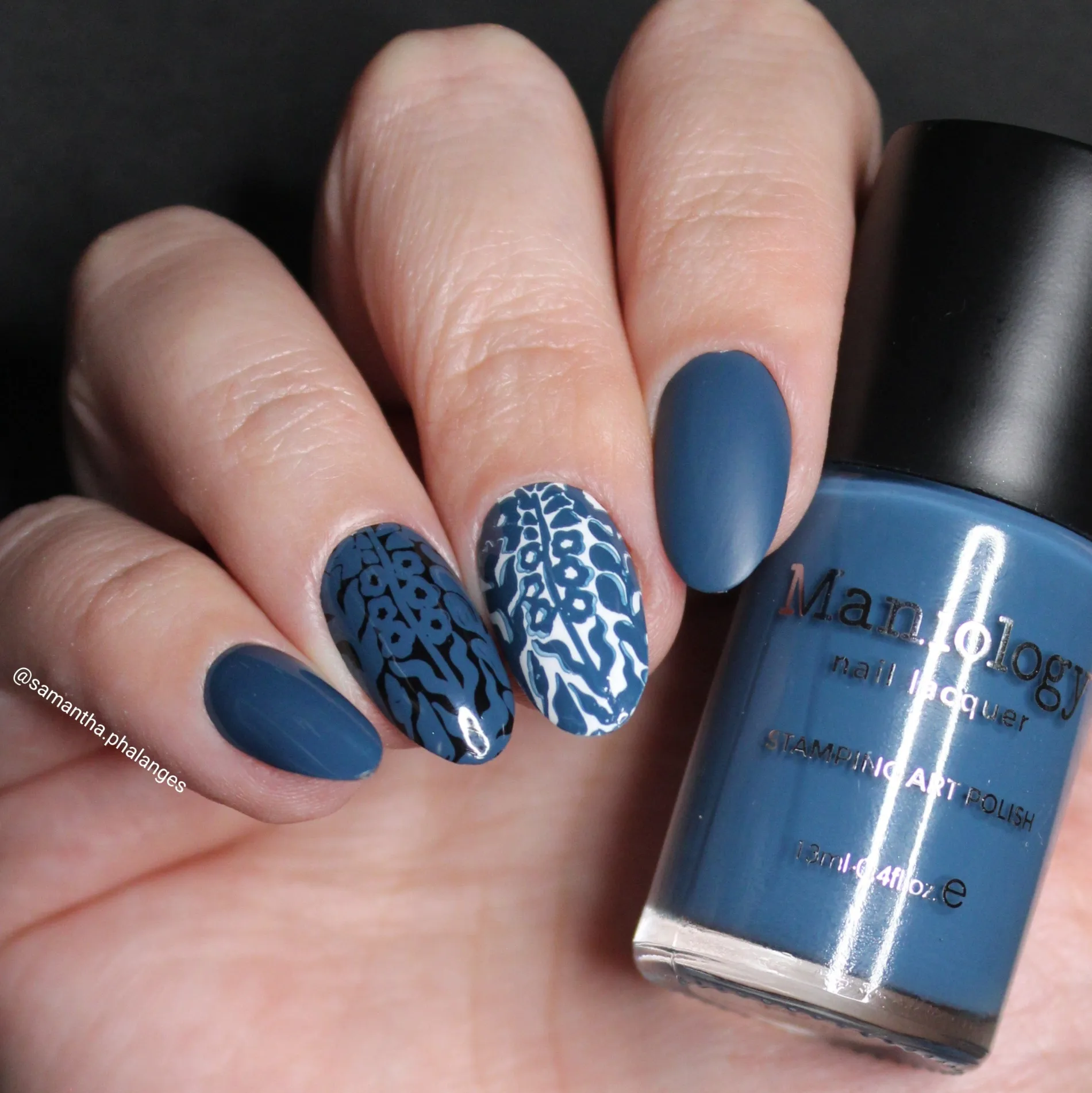 Midnight Maija (B542) - Cream Blue Stamping Polish