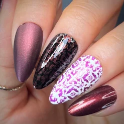 Nightshade: Velvetine (B527) - Maroon Red With Gold Shimmer Stamping Polish