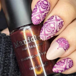 Nightshade: Velvetine (B527) - Maroon Red With Gold Shimmer Stamping Polish