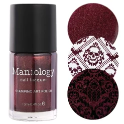 Nightshade: Velvetine (B527) - Maroon Red With Gold Shimmer Stamping Polish