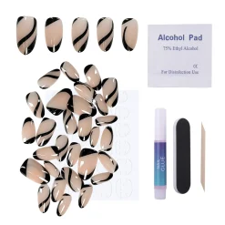 Noir Waves Press On Nails - Short Round
