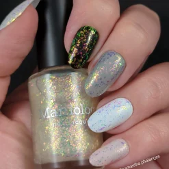 Ocean Crush: Deep Dive (P147) - Iridescent Green/Pink Jelly Flakies Nail Polish
