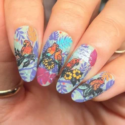 Parrots in Paradise Sanctuary (M624) - Nail Stamping Plate