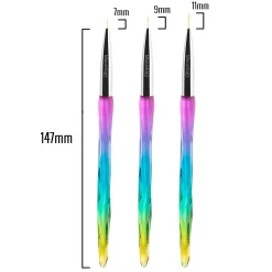 3pc Detailing Brush Set w/ Rainbow Gradient Acrylic Handles