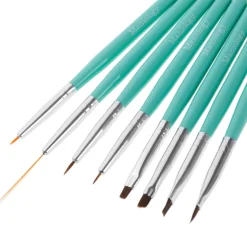 8pc Dual Sided Nail Art Brush and Dotting Tool Set - Cute Turquoise