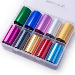 10pc Linear Holographic Nail Art Foil Sheets Set