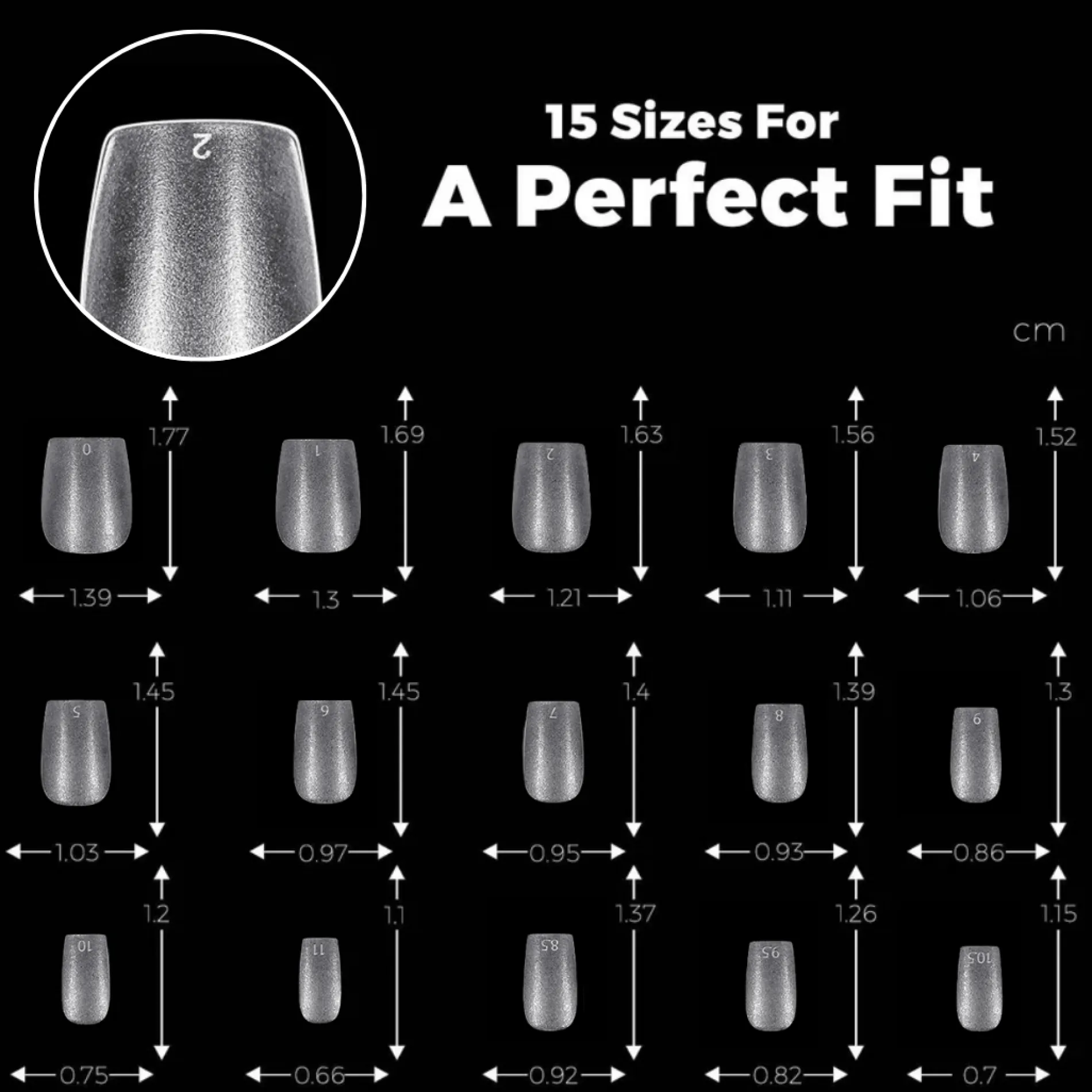 300pcs Full Cover Nail Tips for Extension in 15 Sizes - XS Coffin