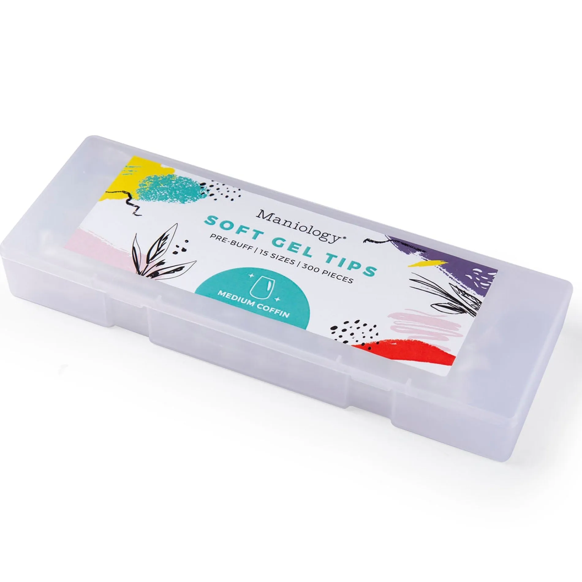 300pcs Full Cover Nail Tips for Extension in 15 Sizes - Medium Coffin