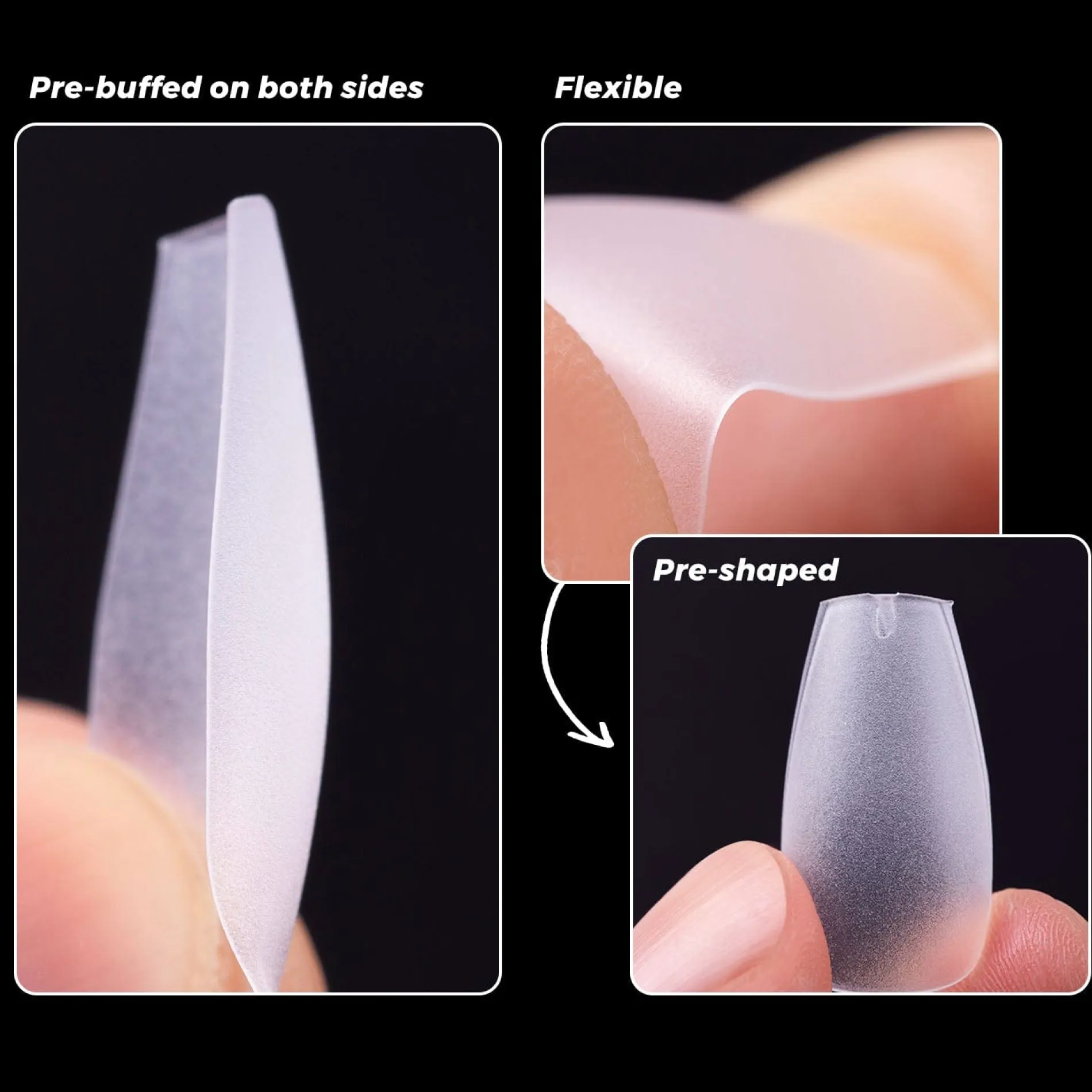 300pcs Full Cover Nail Tips for Extension in 15 Sizes - Medium Coffin