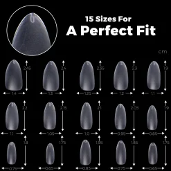 300pcs Full Cover Nail Tips for Extension in 15 Sizes - Medium Almond
