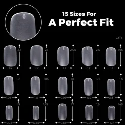 300pcs Full Cover Nail Tips for Extension in 15 Sizes - Short Squoval