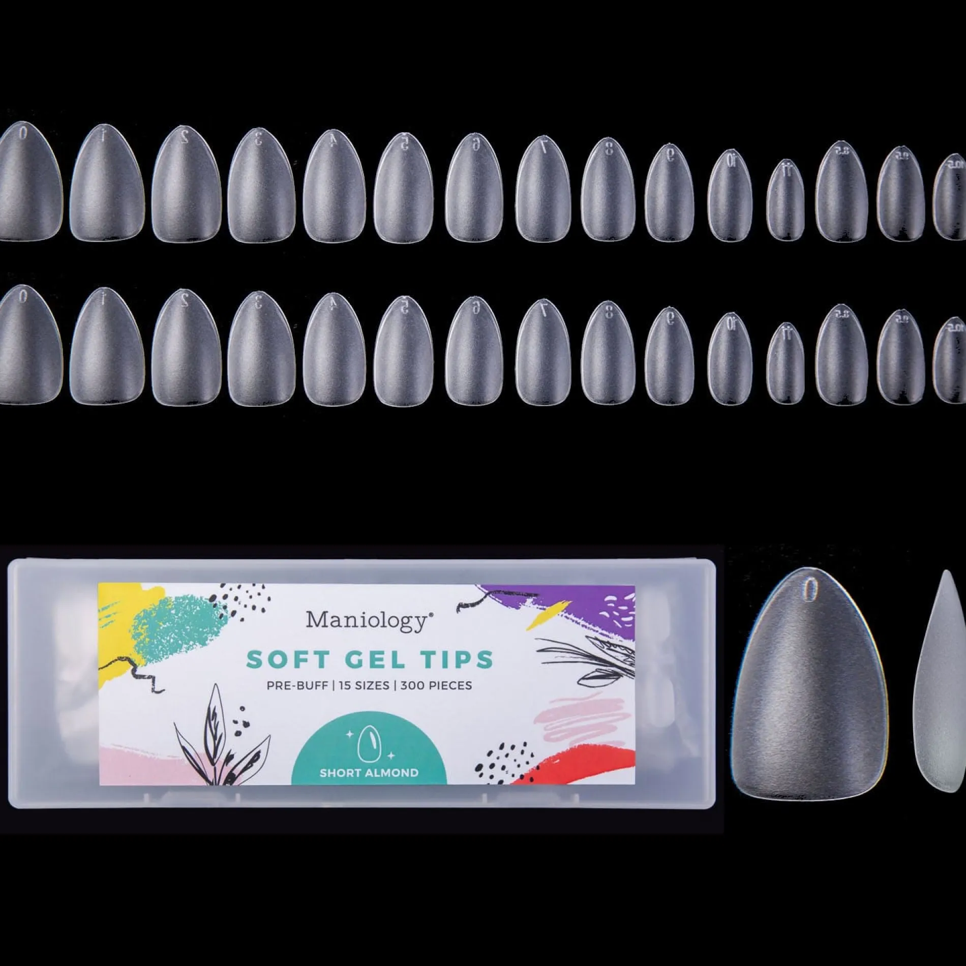 300pcs Full Cover Nail Tips for Extension in 15 Sizes - Short Almond
