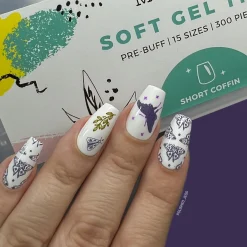 300pcs Full Cover Nail Tips for Extension in 15 Sizes - Short Coffin
