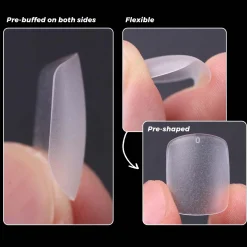 300pcs Full Cover Nail Tips for Extension in 15 Sizes - XS Square