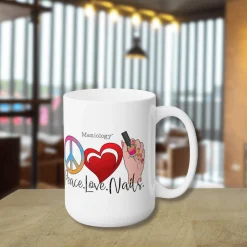 Peace - Love - Nails Ceramic Coffee Mug 15oz