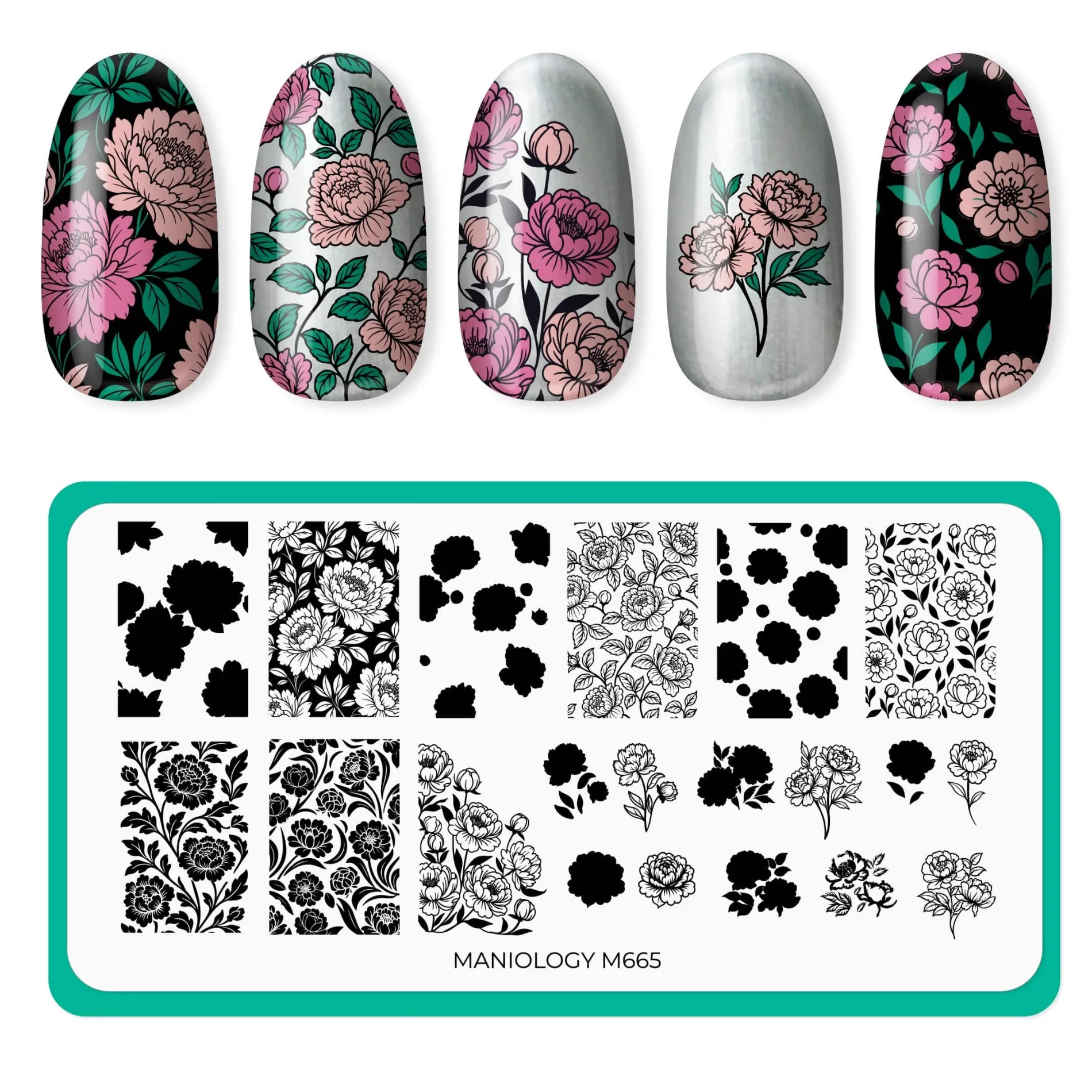 Peony Petals (M665) - Nail Stamping Plate