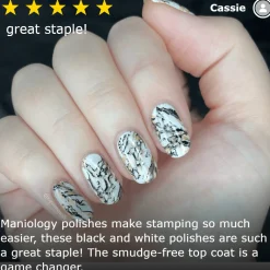Perfect Trio - Bam! White + Straight Up Black Stamping Polish + Smudge Free Top Coat 3pc Bundle