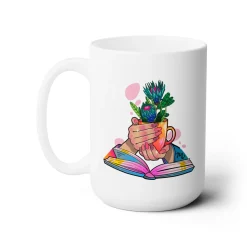 Plants, Books and Nails Ceramic Coffee Mug 15oz