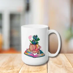 Plants, Books and Nails Ceramic Coffee Mug 15oz