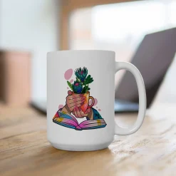Plants, Books and Nails Ceramic Coffee Mug 15oz
