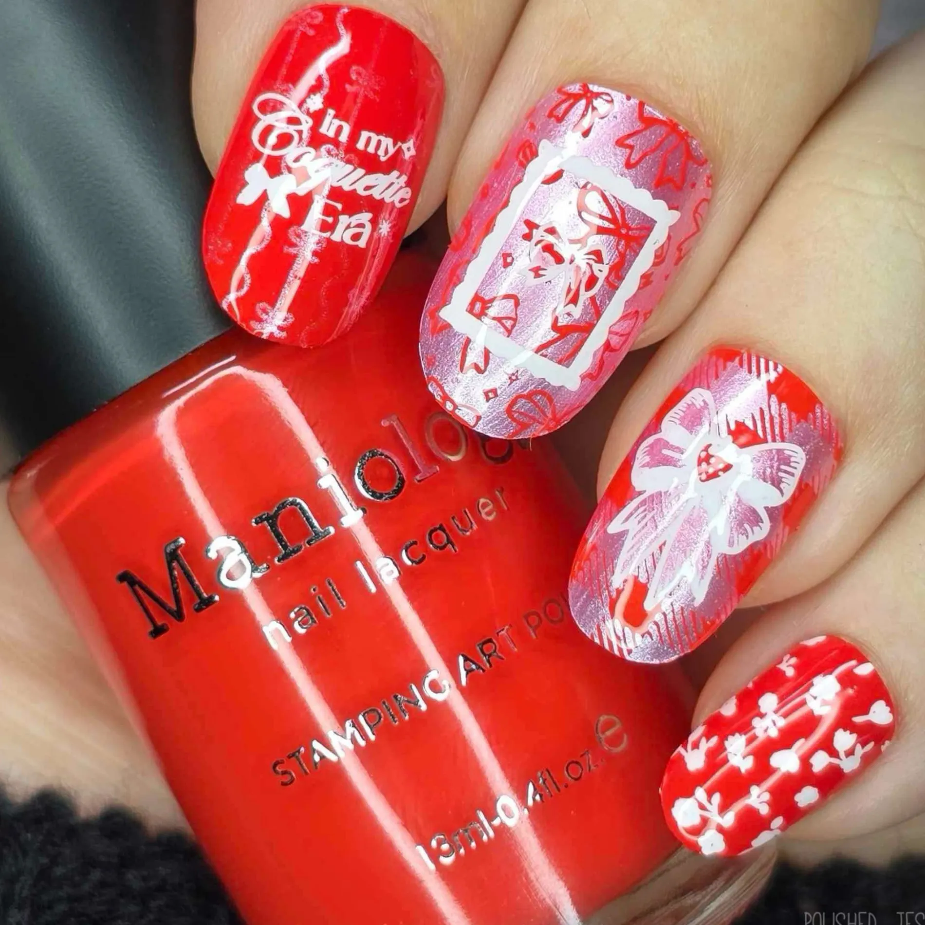 Pout (B539) - Bright Orange Red Stamping Polish
