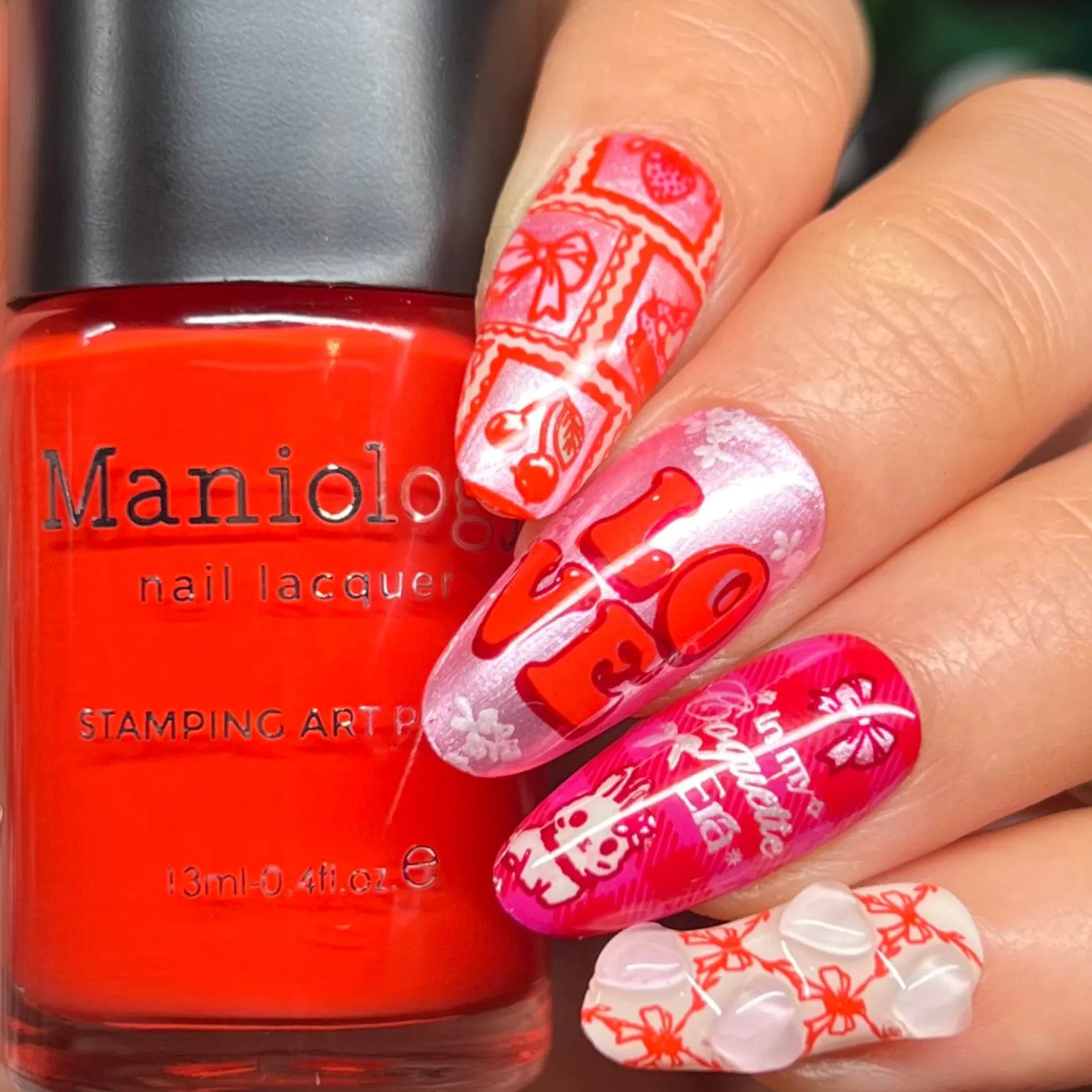 Pout (B539) - Bright Orange Red Stamping Polish
