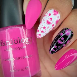 Pumps (B463) - Cream Bold Pink Stamping Polish