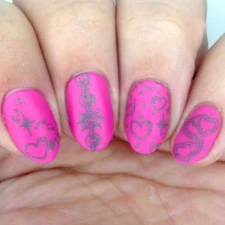 Pumps (B463) - Cream Bold Pink Stamping Polish