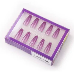 Purple Nebula Press On Nails - Medium Coffin