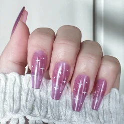 Purple Nebula Press On Nails - Medium Coffin