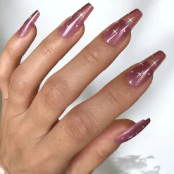 Purple Nebula Press On Nails - Medium Coffin