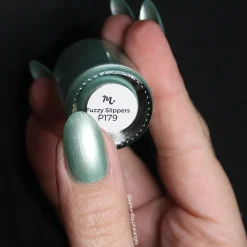 Satin Slumber: Fuzzy Slippers (P179) - Teal Smooth Metallic Nail Polish