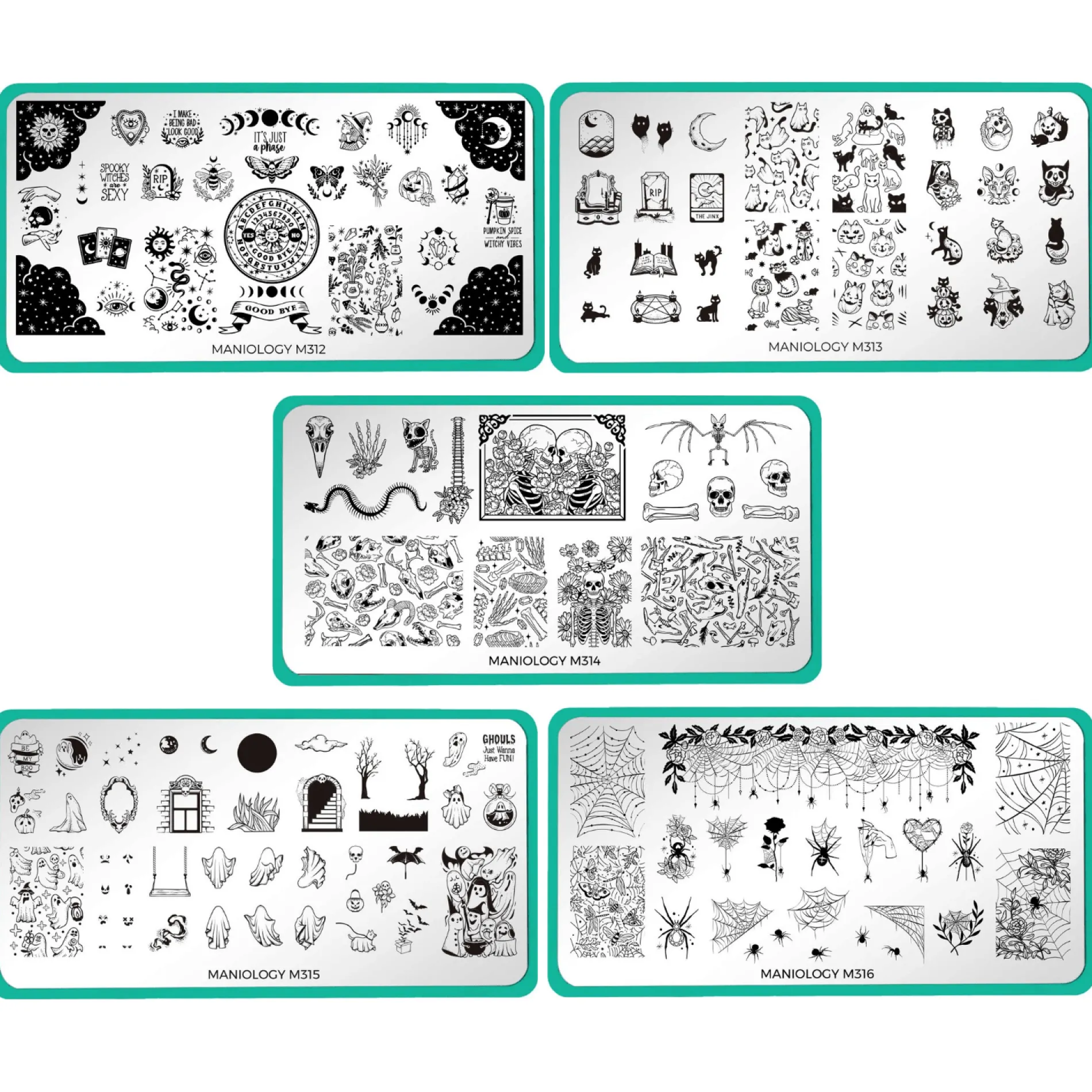 Shadowy Halloween (M312-M316) - Set of 5 Nail Stamping Plates