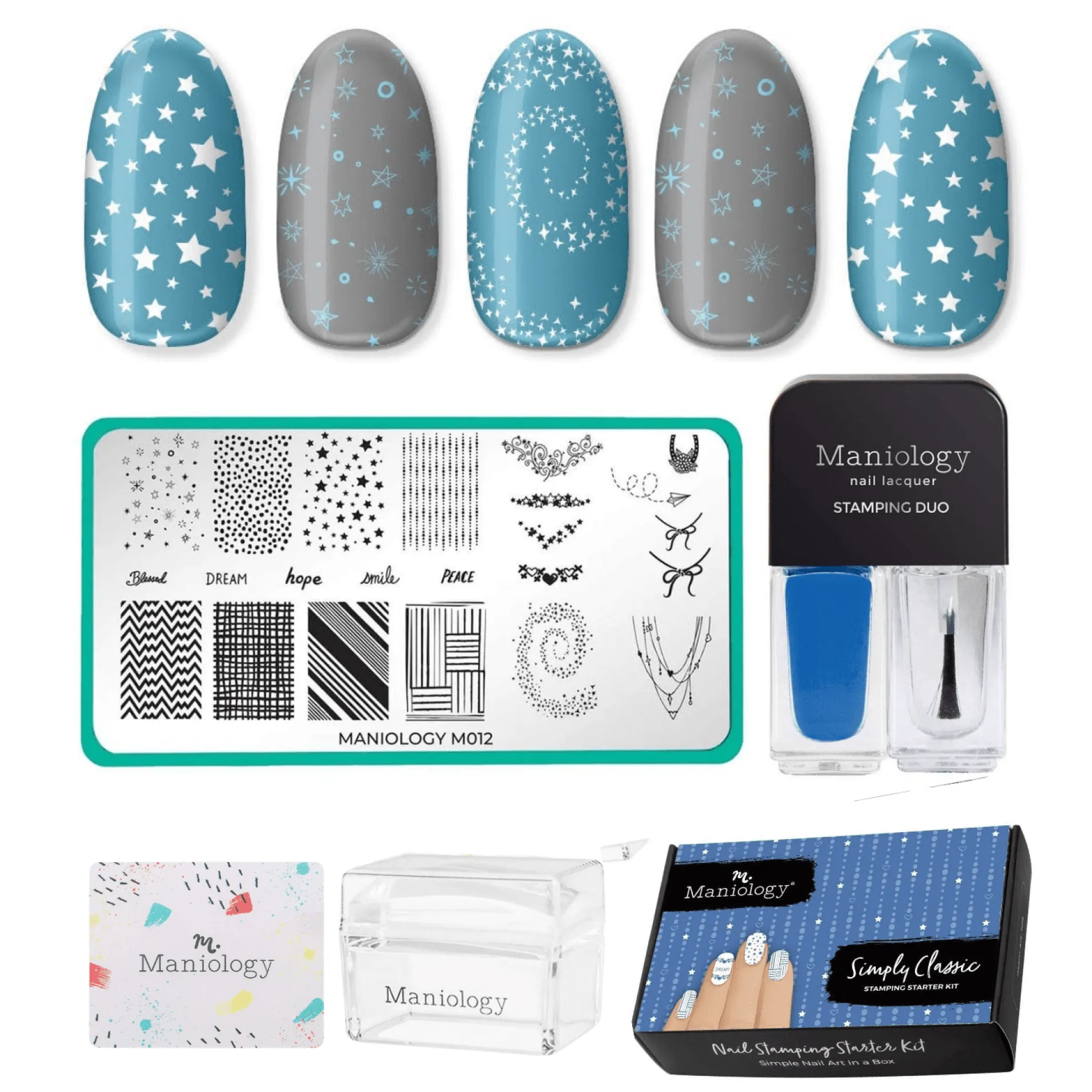 Simply Classic Nail Stamping Starter Kit with Blue Polish