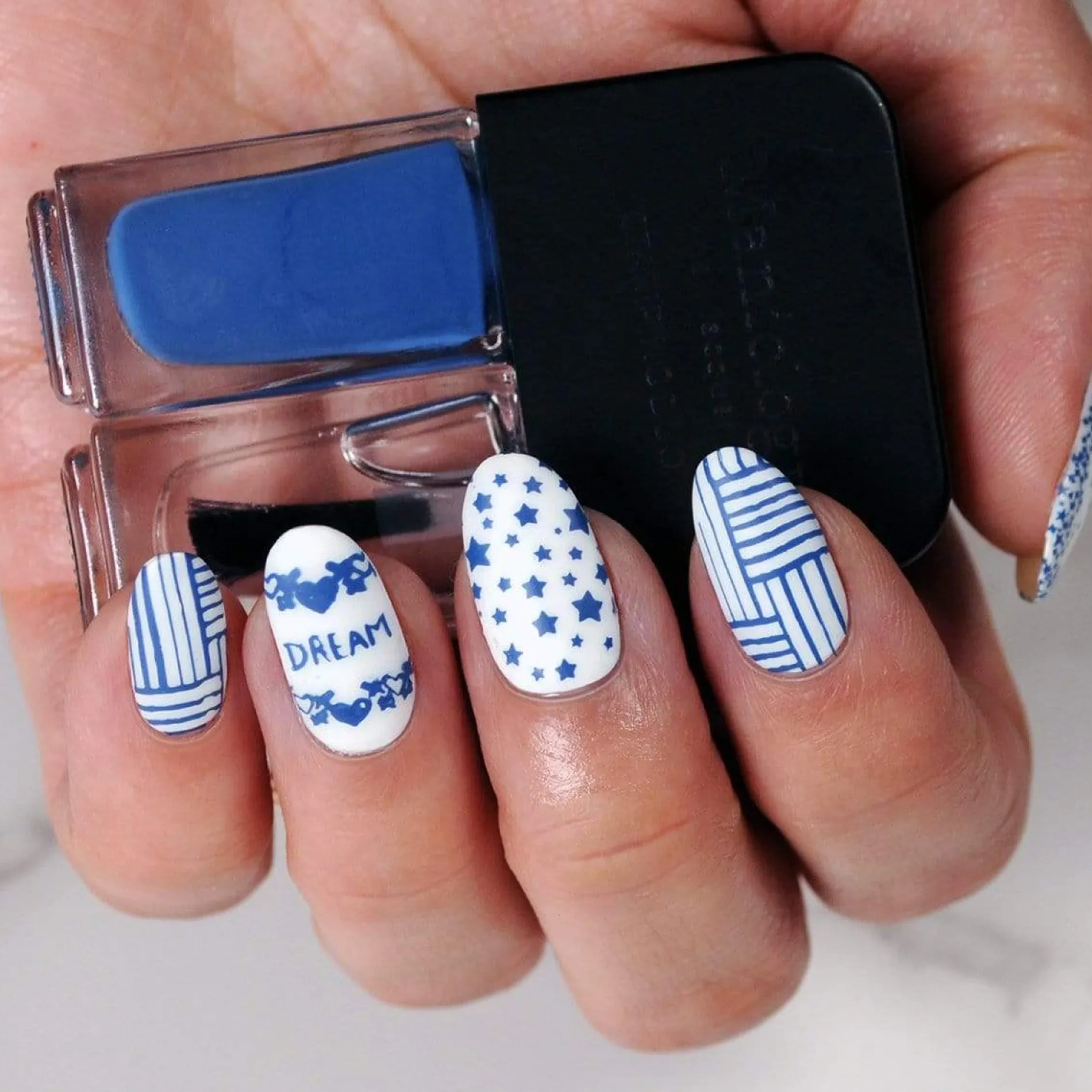 Simply Classic Nail Stamping Starter Kit with Blue Polish