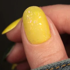 Songbird: Yellow Canary (P144) - Yellow Jelly Flakies Topper Nail Polish