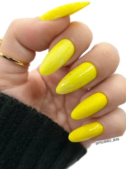 Songbird: Yellow Canary (P144) - Yellow Jelly Flakies Topper Nail Polish