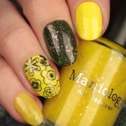 Songbird: Yellow Canary (P144) - Yellow Jelly Flakies Topper Nail Polish