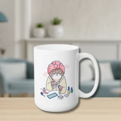 Spa Kitty Ceramic Coffee Mug 15oz