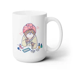 Spa Kitty Ceramic Coffee Mug 15oz