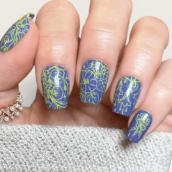 Sparkling Stems (B584) - Light Green Creme Shimmer Stamping Polish