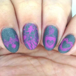 Spikes (B464) - Metallic Dark Gray Stamping Polish